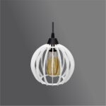 Pendente em Madeira - Micro Ball Light - Branco