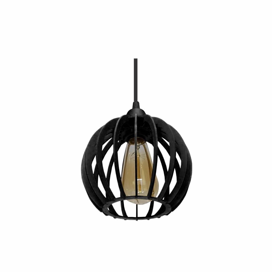 Pendente em Madeira - Micro Ball Light - Preto