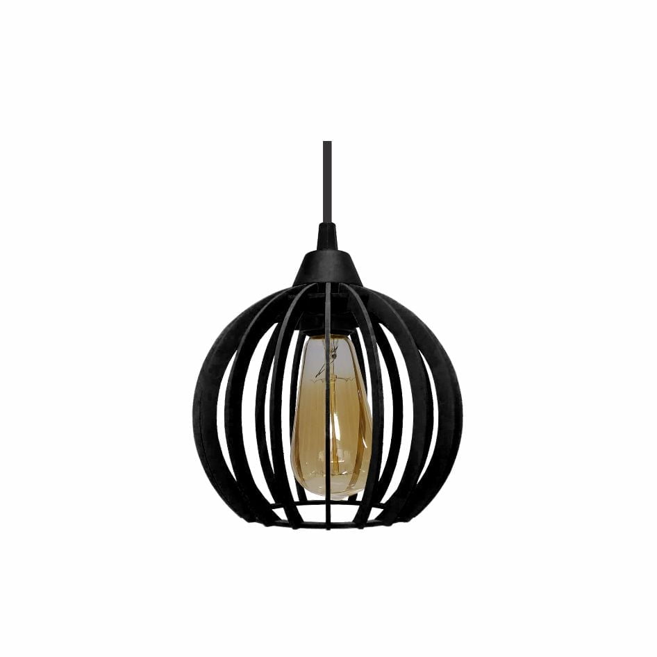 Pendente em Madeira - Micro Ball Light - Preto