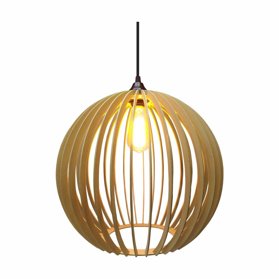 Lustre Pendente em Madeira - Ball - Marfim