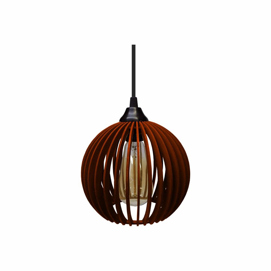 Lustre Pendente em Madeira - Micro Ball - Tabaco