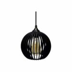 Lustre Pendente em Madeira - Micro Ball - Preto