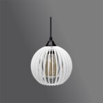 Lustre Pendente em Madeira - Micro Ball - Branco