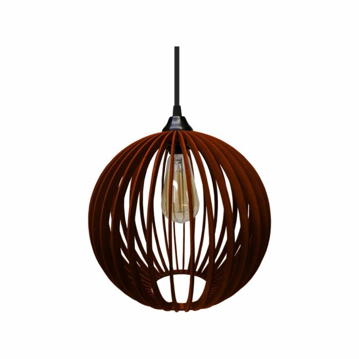 Lustre Pendente em Madeira - Mini Ball - Tabaco