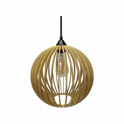 Lustre Pendente em Madeira - Mini Ball - Marfim