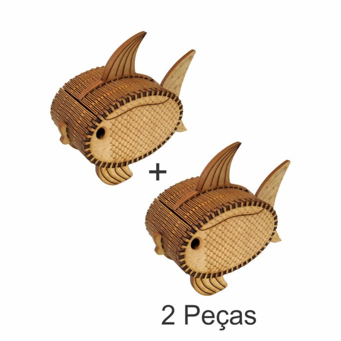 Caixa de jóias e pequenos objetos Peixe Baiacu MDF kit c/2