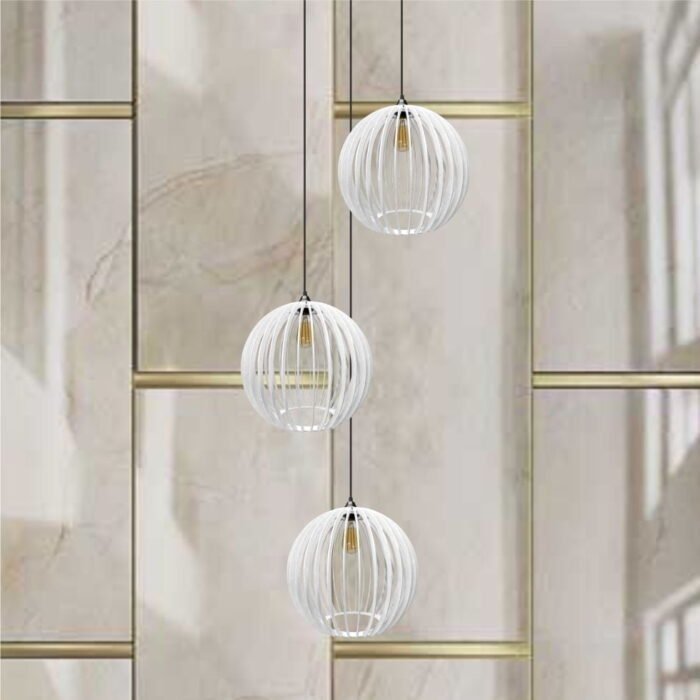 Lustre Pendente Para Sala Pé direito Duplo Trio Ball P7 - Branco