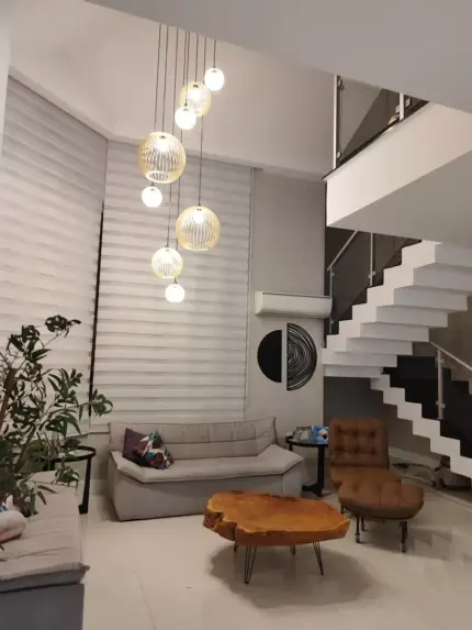 Lustre Pendente Para Sala Pé direito Duplo Mix Ball P7 - Marfim - Imagem 6