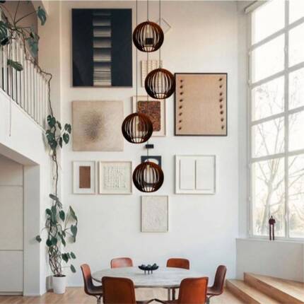 Lustre Pendente Para Sala Pé direito Duplo Quatro Ball P7 - Marrom - Imagem 1