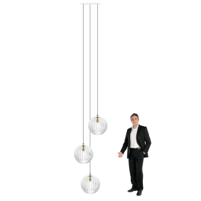 Lustre Pendente Para Sala Pé direito Duplo Trio Ball P7 - Branco