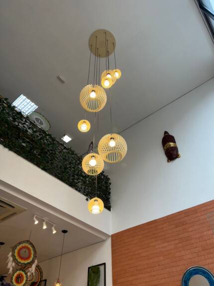 Lustre Pendente Para Sala Pé direito Duplo Mix Ball P7 - Marfim - Imagem 3