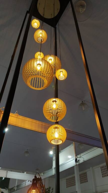 Lustre Pendente Para Sala Pé direito Duplo Mix Ball P7 - Marfim - Imagem 9