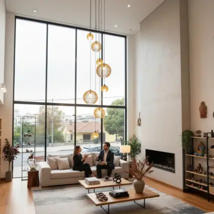 Lustre Pendente Para Sala Pé direito Duplo Mix Ball P7 - Marfim - Imagem 5