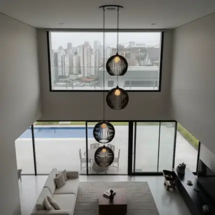 Lustre Pendente Para Sala Pé direito Duplo Quatro Ball P7 - Preto - Imagem 3