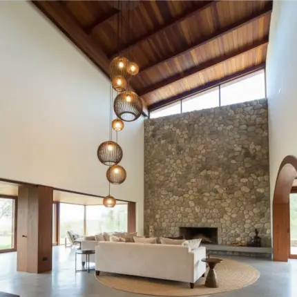 Lustre Pendente Para Sala Pé direito Duplo Mix Ball P7 - Marrom - Imagem 7