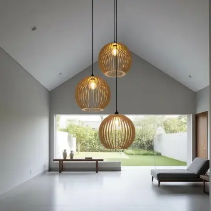 Lustre Pendente Para Sala Pé direito Duplo Trio Ball P7 - Marfim - Imagem 3