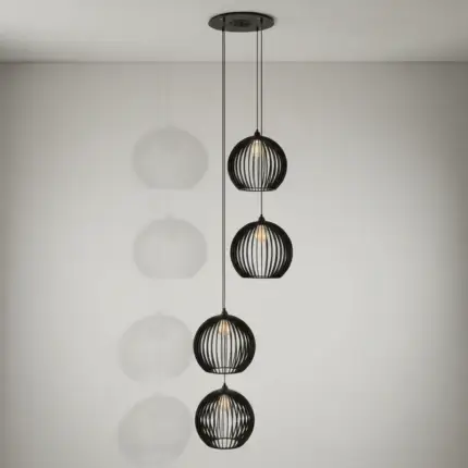 Lustre Pendente Para Sala Pé direito Duplo Quatro Ball P7 - Preto - Imagem 10