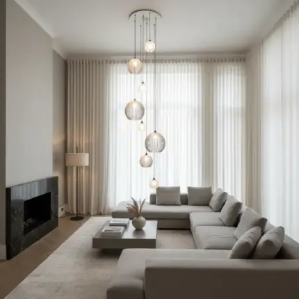 Lustre Pendente Para Sala Pé direito Duplo Mix Ball P7 - Branco - Imagem 7