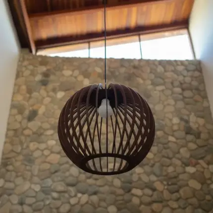 Lustre Pendente Para Sala Pé direito Duplo Trio Ball P7 - Marrom - Imagem 4