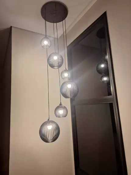 Lustre Pendente Para Sala Pé direito Alto 5m MBM - Preto - Imagem 11