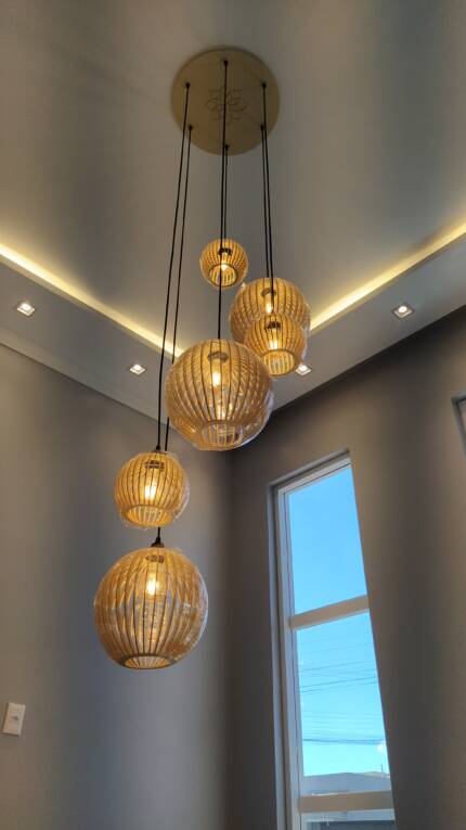 Lustre Pendente Para Sala Pé direito Alto 5m MBM - Marfim - Imagem 10