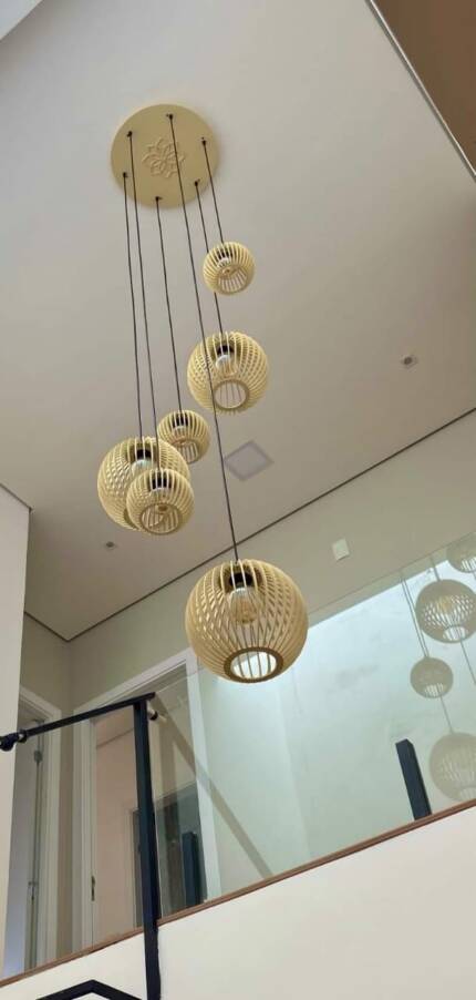 Lustre Pendente Para Sala Pé direito Alto 5m MBM - Marfim - Imagem 8