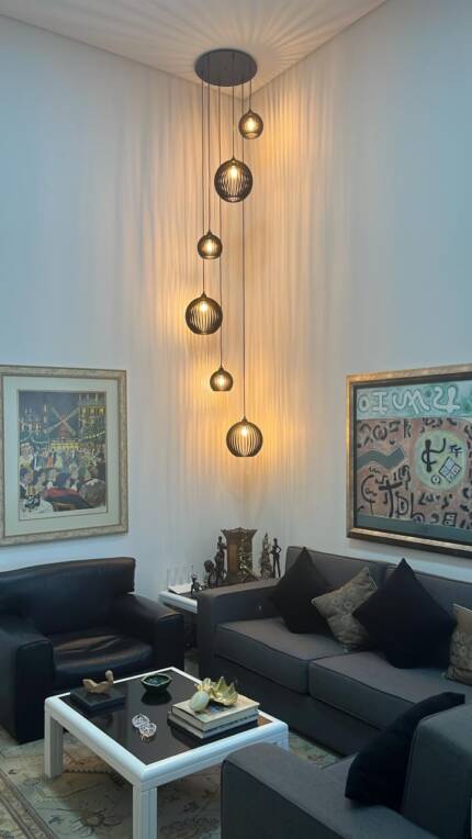 Lustre Pendente Para Sala Pé direito Alto 5m MBM - Preto - Imagem 9