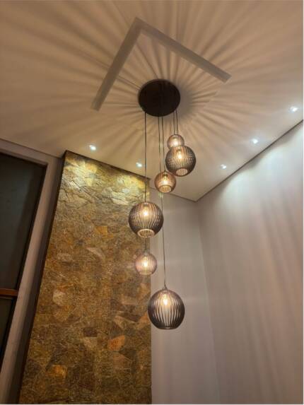Lustre Pendente Para Sala Pé direito Alto 5m MBM - Marrom - Imagem 2