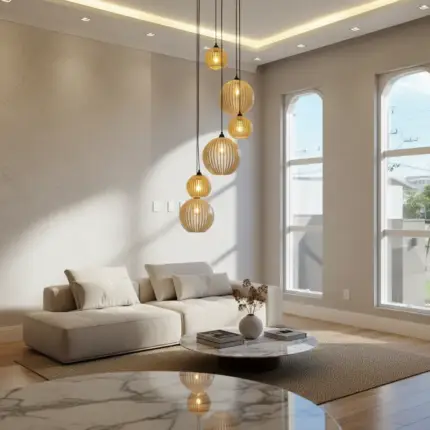 Lustre Pendente Para Sala Pé direito Alto 5m MBM - Marfim - Imagem 2