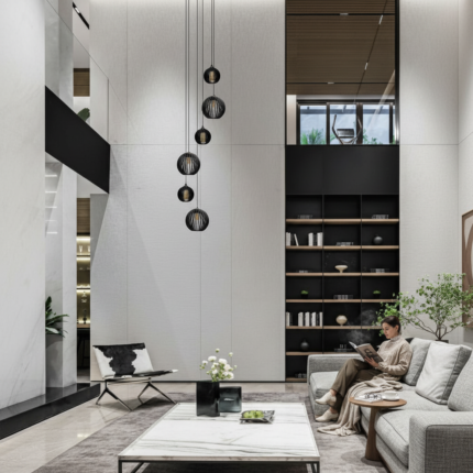 Lustre Pendente Para Sala Pé direito Alto 5m MBM - Preto - Imagem 2