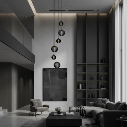 Lustre Pendente Para Sala Pé direito Alto 5m MBM - Preto - Imagem 7