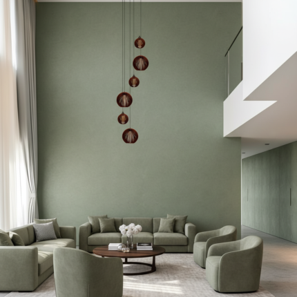 Lustre Pendente Para Sala Pé direito Alto 5m MBM - Marrom - Imagem 6