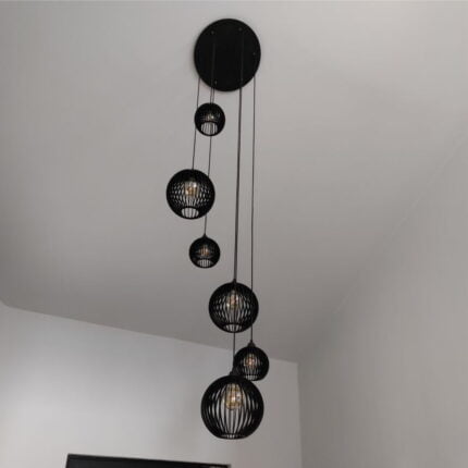 Lustre Pendente Para Sala Pé direito Alto 5m MBM - Preto