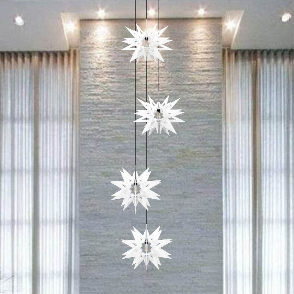 Lustre Pendente Para Sala Pé direito Duplo Quatro Star Branco