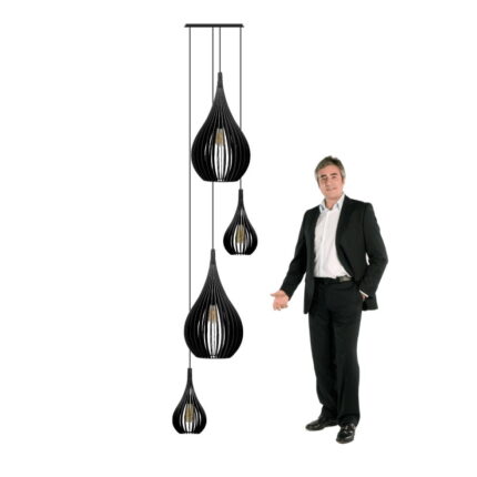 Lustre Pendente Para Sala Pé direito Duplo SP-Drop Preto