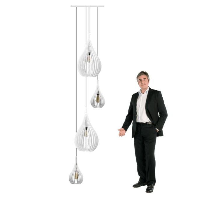 Lustre Pendente Para Sala Pé direito Duplo SP-Drop Branco