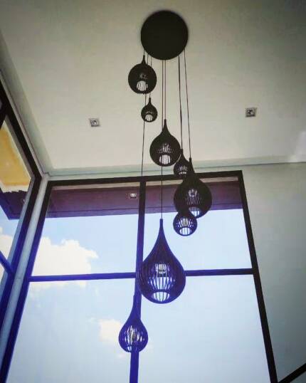 Lustre Pendente Para Sala Pé direito Duplo SP-Rain Preto - Imagem 7