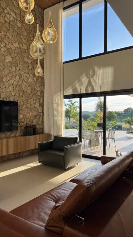 Lustre Pendente Para Sala Pé direito Duplo Rain Marfim - Imagem 4