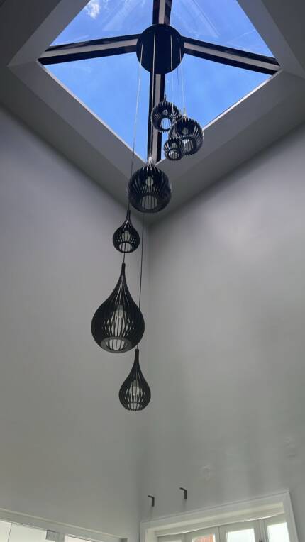 Lustre Pendente Para Sala Pé direito Duplo SP-Rain Preto - Imagem 5