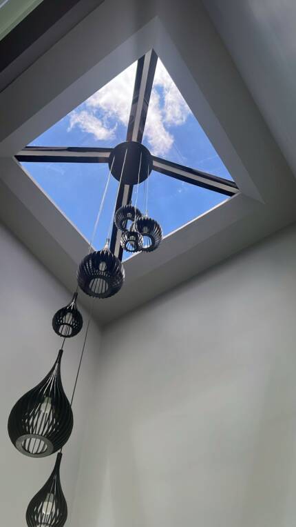 Lustre Pendente Para Sala Pé direito Duplo SP-Rain Preto - Imagem 13