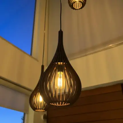 Lustre Pendente Para Sala Pé direito Duplo SP-Rain Marrom - Imagem 7