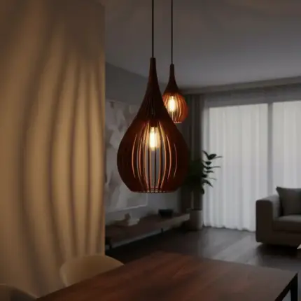 Lustre Pendente Para Sala Pé direito Duplo SP-Rain Marrom - Imagem 6