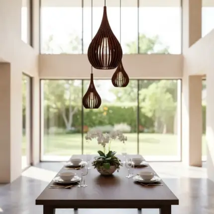 Lustre Pendente Para Sala Pé direito Duplo SP-Rain Marrom - Imagem 5