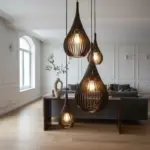 Lustre Pendente Para Sala Pé direito Duplo SP-Drop Marrom