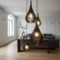 Lustre Pendente Para Sala Pé direito Duplo SP-Drop Marrom