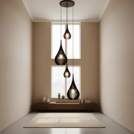 Lustre Pendente Para Sala Pé direito Duplo SP-Drop Marrom - Imagem 2