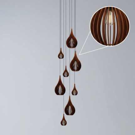 Lustre Pendente Para Sala Pé direito Duplo Rain Marrom - Imagem 2