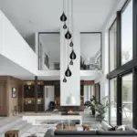 Lustre Pendente Para Sala Pé direito Duplo SP-Rain Preto