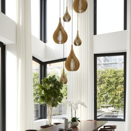 Lustre Pendente Para Sala Pé direito Duplo Rain Marfim - Imagem 2