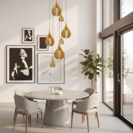 Lustre Pendente Para Sala Pé direito Duplo Rain Marfim - Imagem 5